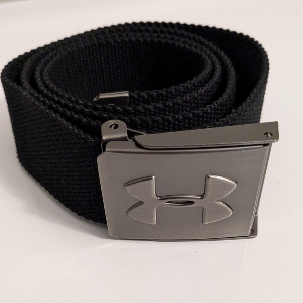 Under Armour Men's Webbed Belt-Black Golf Coach Sport Easy On And Off one size